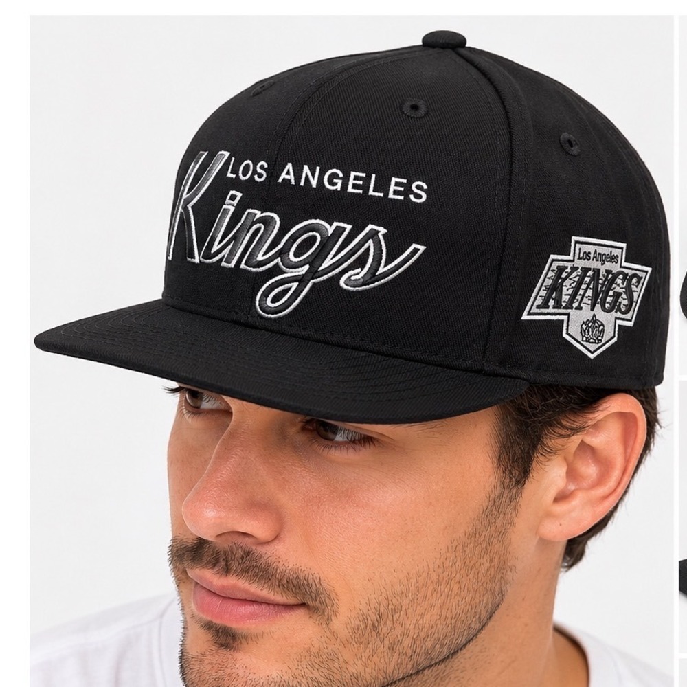 Los Angeles kings Mitchell & Ness NHL Snapback Hat Black Green Underbrim Mens